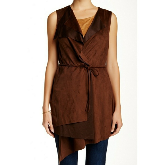 NWT Harlowe & Graham Tie Faux Suede Midi Vest - Picture 4 of 5
